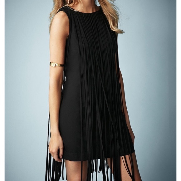 TOPSHOPxKATEMOSS fun fringe little black dress - Picture 1 of 5